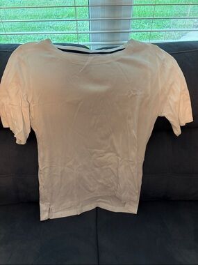 croft & barrow White Tee with Navy Trim